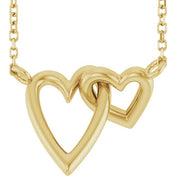 14K Interlocking Hearts 18" Necklace in Yellow, White, and Rose Gold