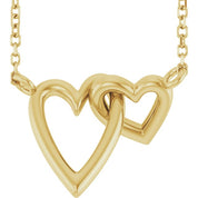 14K Interlocking Hearts 18" Necklace in Yellow, White, and Rose Gold