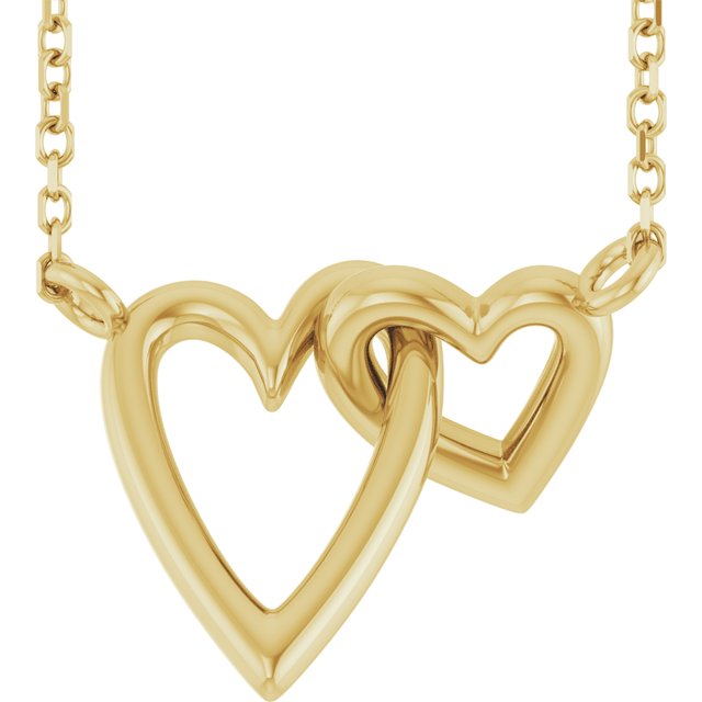 14K Interlocking Hearts 18" Necklace in Yellow, White, and Rose Gold