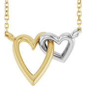 14K Interlocking Hearts 18" Necklace in Yellow, White, and Rose Gold