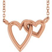 14K Interlocking Hearts 18" Necklace in Yellow, White, and Rose Gold