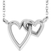 14K Interlocking Hearts 18" Necklace in Yellow, White, and Rose Gold