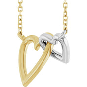 14K Interlocking Hearts 18" Necklace in Yellow, White, and Rose Gold