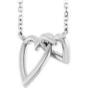 14K Interlocking Hearts 18" Necklace in Yellow, White, and Rose Gold