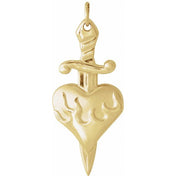 14K Yellow Heart & Dagger Pendant