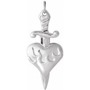 Platinum Heart & Dagger Pendant