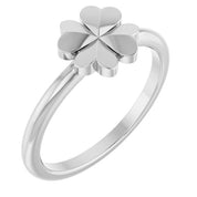 Platinum Four-Leaf Clover Stackable Ring