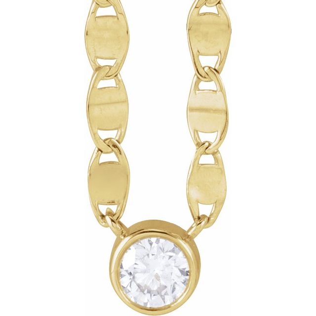 14K Yellow 1/5 CT Natural Diamond 16" Necklace