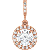 14K Rose 5/8 CTW Lab-Grown Diamond Halo-Style Pendant