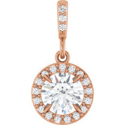 14K Rose 5/8 CTW Lab-Grown Diamond Halo-Style Pendant