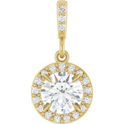 14K Yellow 5/8 CTW Lab-Grown Diamond Halo-Style Pendant