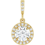 14K Yellow 5/8 CTW Lab-Grown Diamond Halo-Style Pendant