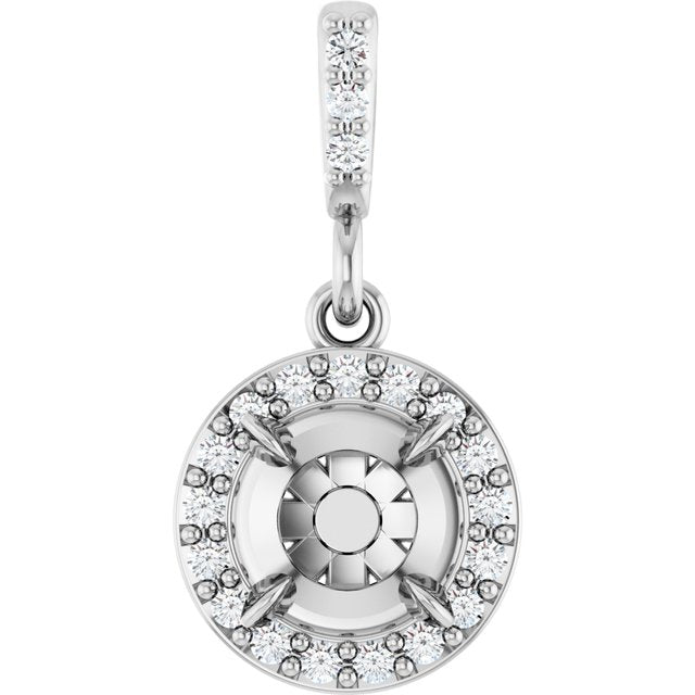 Platinum 5.5 mm Round .08 CTW Natural Diamond Semi-Set Halo-Style Pendant