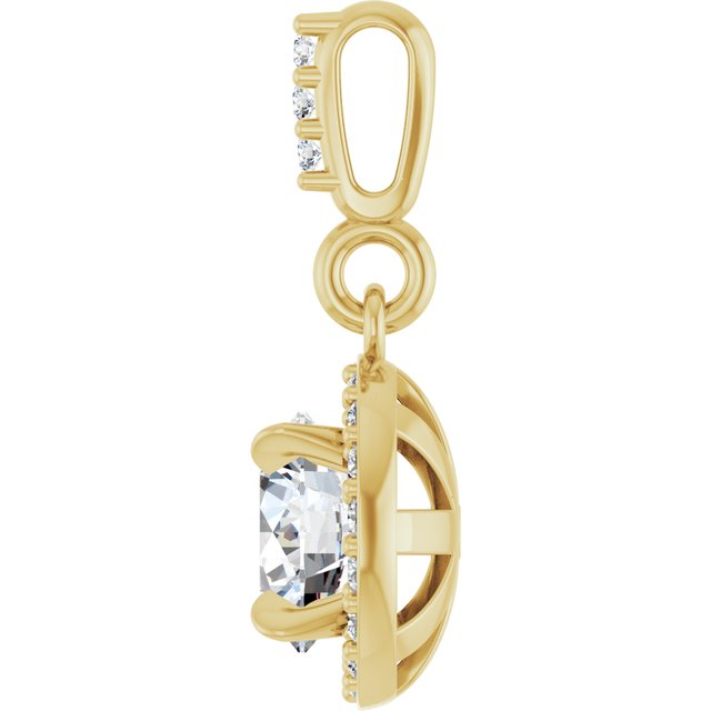 14K Yellow 5/8 CTW Lab-Grown Diamond Halo-Style Pendant