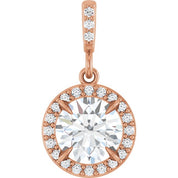 14K Rose 1 1/8 CTW Lab-Grown Diamond Halo-Style Pendant