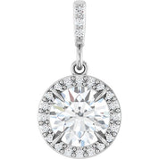 Sterling Silver 1 1/8 CTW Lab-Grown Diamond Halo-Style Pendant