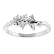 14K White .015 CTW Natural Diamond Floral Ring