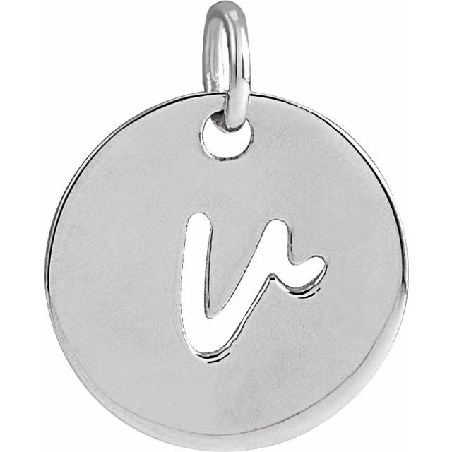 Platinum Script Initial V Pendant