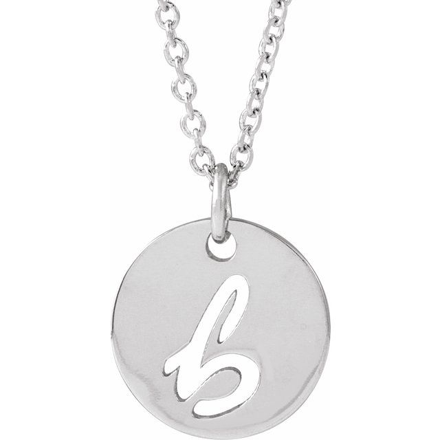 14K White Script Initial B 16-18" Necklace