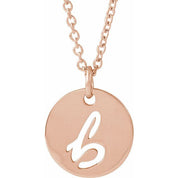 14K Rose Script Initial B 16-18" Necklace
