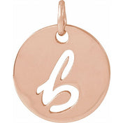 14K Rose Script Initial B Pendant