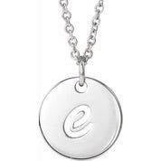 Platinum Script Initial E 16-18" Necklace