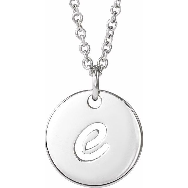 Platinum Script Initial E 16-18" Necklace