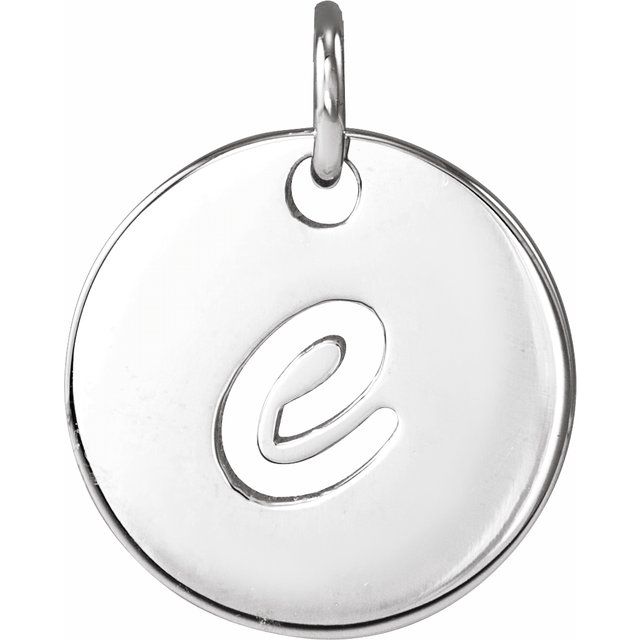 Platinum Script Initial E Pendant