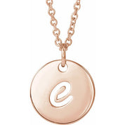 14K Rose Script Initial E 16-18" Necklace