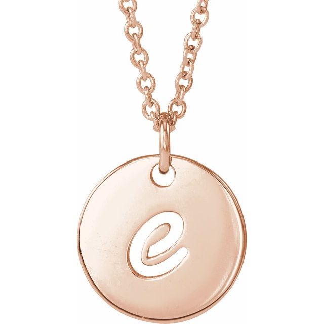 14K Rose Script Initial E 16-18" Necklace