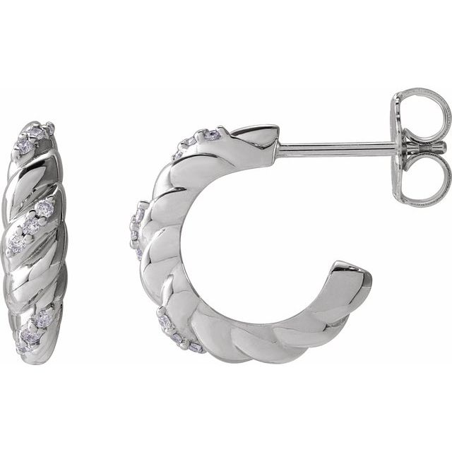 14K White Gold .07 CTW Natural Diamond 14 mm Hoop Earrings - Elegant Jewelry by [Brand Name]