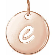 14K Rose Script Initial E Pendant
