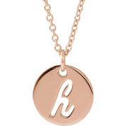 14K Rose Script Initial H 16-18" Necklace