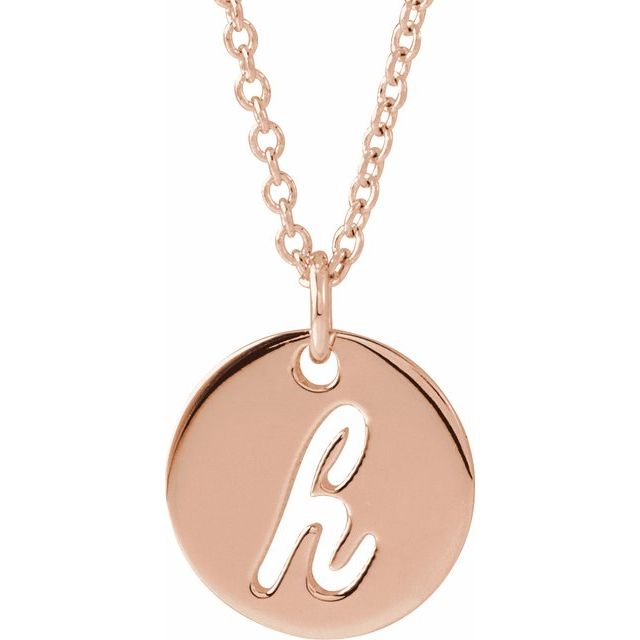 14K Rose Script Initial H 16-18" Necklace