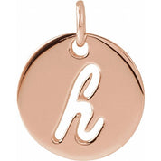 14K Rose Script Initial H Pendant