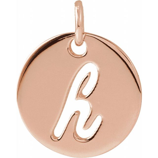 14K Rose Script Initial H Pendant