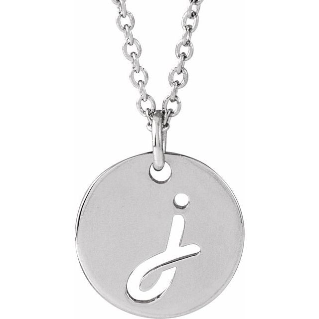 Platinum Script Initial J 16-18" Necklace
