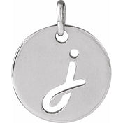 14K White Script Initial J Pendant