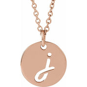 14K Rose Script Initial J 16-18" Necklace