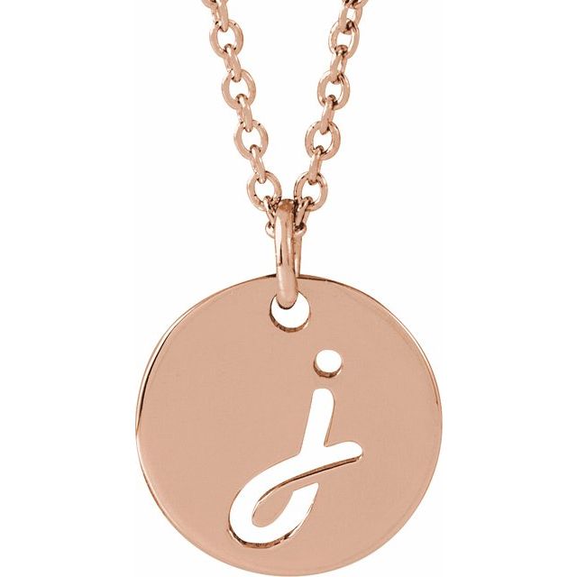 14K Rose Script Initial J 16-18" Necklace