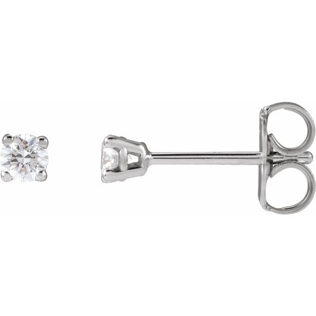 Sterling Silver 2.5 mm Imitation White Cubic Zirconia Stud Earrings