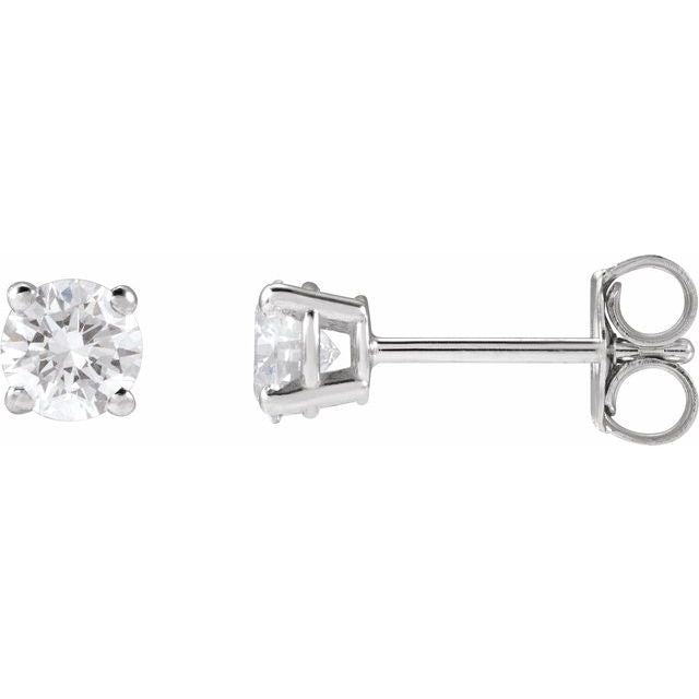 14K White 4mm :: 1/2 CTW Lab-Grown Diamond Stud Earrings