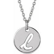 Platinum Script Initial L 16-18" Necklace