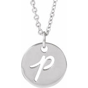 Platinum Script Initial P 16-18" Necklace