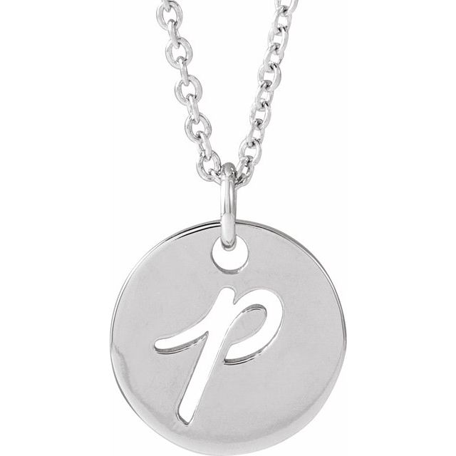 Platinum Script Initial P 16-18" Necklace