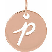 14K Rose Script Initial P Pendant