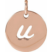 14K Rose Script Initial U Pendant