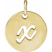 14K Yellow Script Initial X Pendant
