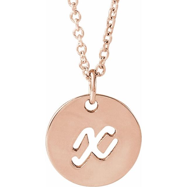 14K Rose Script Initial X 16-18" Necklace