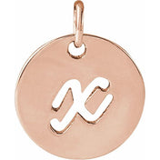 14K Rose Script Initial X Pendant